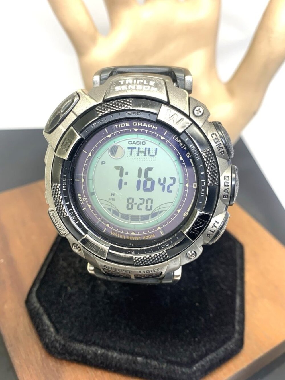 Casio Pro Trek Men's Watch PRG130T Solar Triple Sensor Digital Titanium 3135